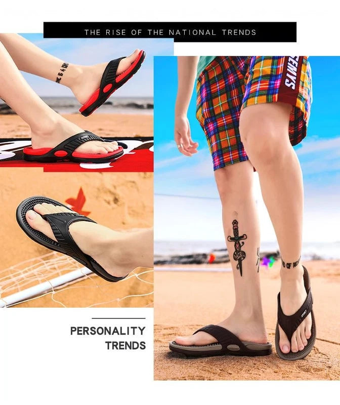 Men's Design Summer Massage Flip Flops Sandals Non-slip Outdoor Beach Slippers