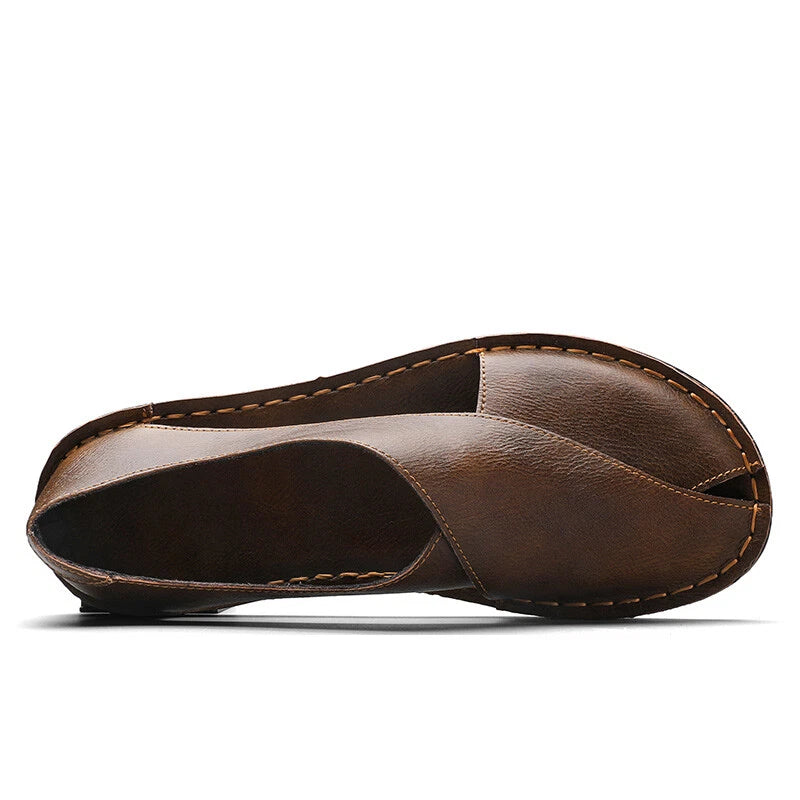 Men’s Leather Sandals Summer Beach Leather Casual Slippers Outdoor Hiking Shoes