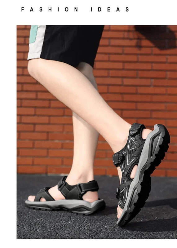 Summer Men Sandals Handmade Soft Beach Slippers Non-Slip Flat Wading Sneakers