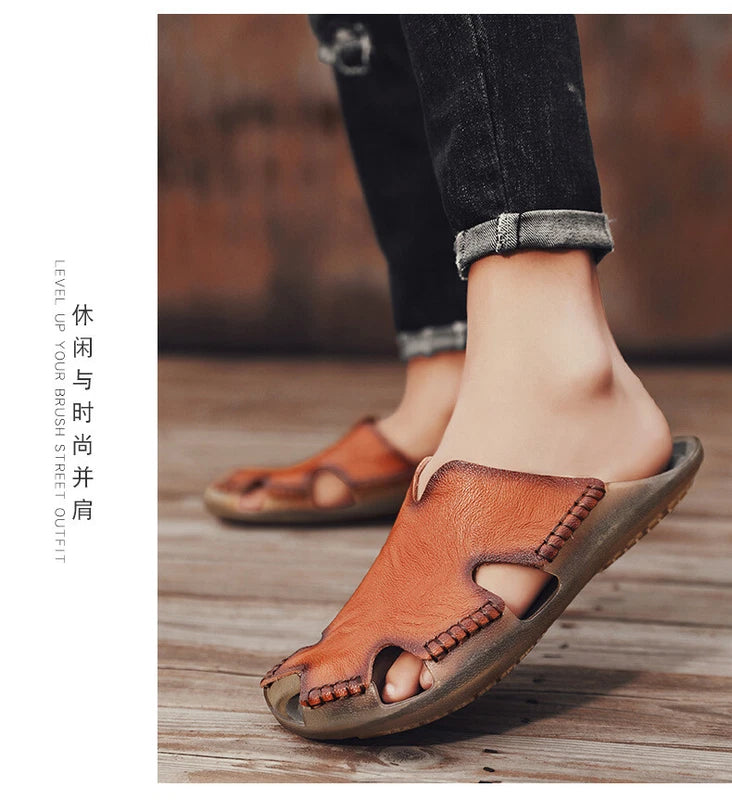 Men's Slide Summer Mules Casual Closed Toe Slippers Beach Sandals Loafers Shoes