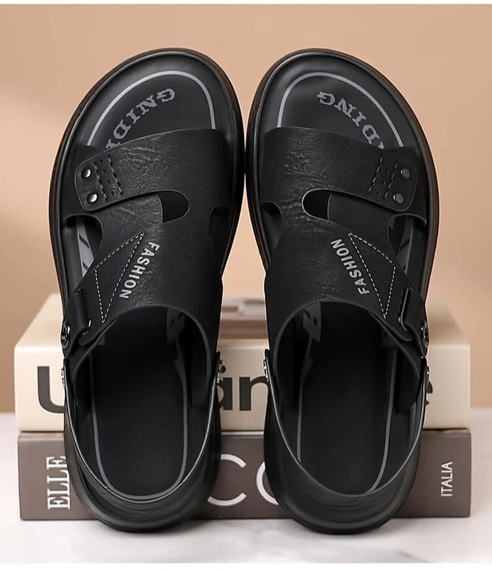 Men's Soft Sole Slippers Non-slip Summer Leather Sandals Leisure Beach Shoes