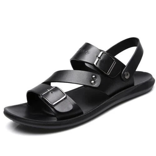Men Faux Leather Sandals Summer Slippers Casual Beach Shoes Sports Soft Home