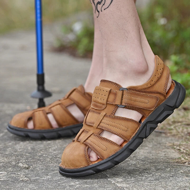 Genuine Leather Men Roman Sandal Handmade Slippers Outdoor Walking Beach Sneaker
