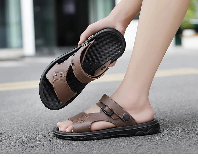 Summer Men's Slippers Sandals Thick-soled Beach Shoes Non-slip Open-toe Sandals
