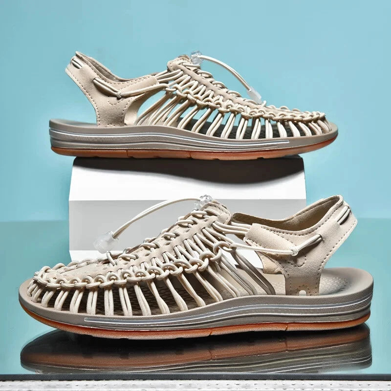 Summer Men's Slippers Weaving Beach Sandal Breathable Casual Flat Outdoor Sandal