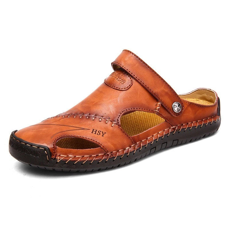 Leather Sandals Sports Beach Home Slippers Shoes Soft Men Genuine Summer Casual