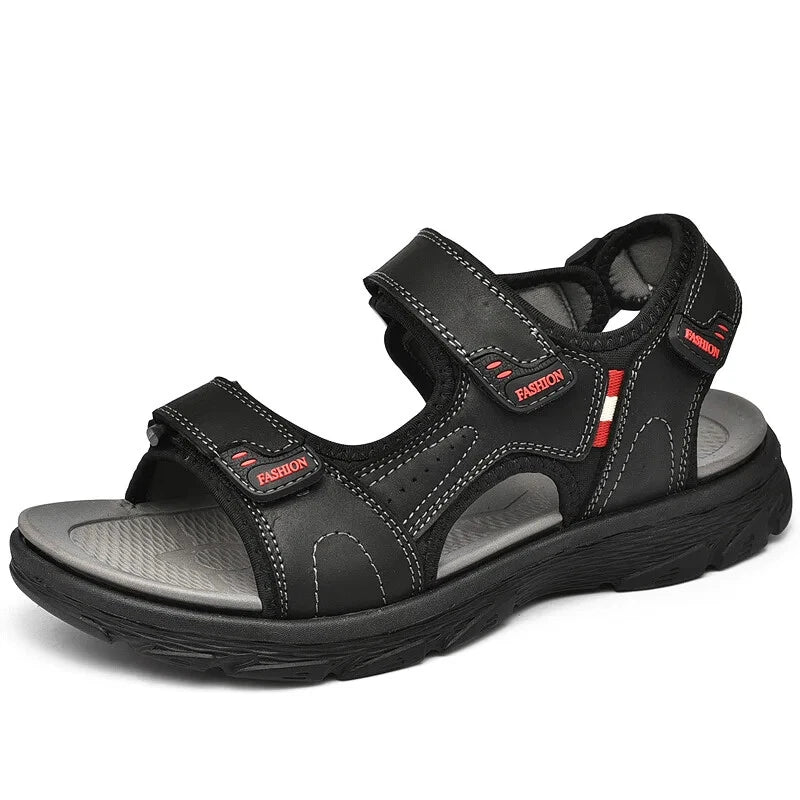 Classic Men's Sandals Leather Beach Casual Shoes Wading Outdoor Flat Slippers
