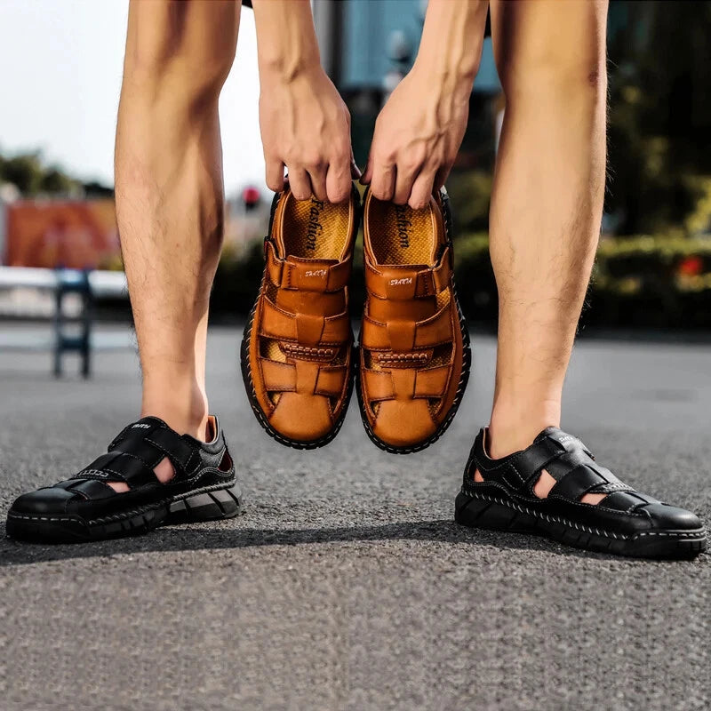 Genuine Leather Sandals Breathable Beach Slippers Comfortable Casual Sneakers