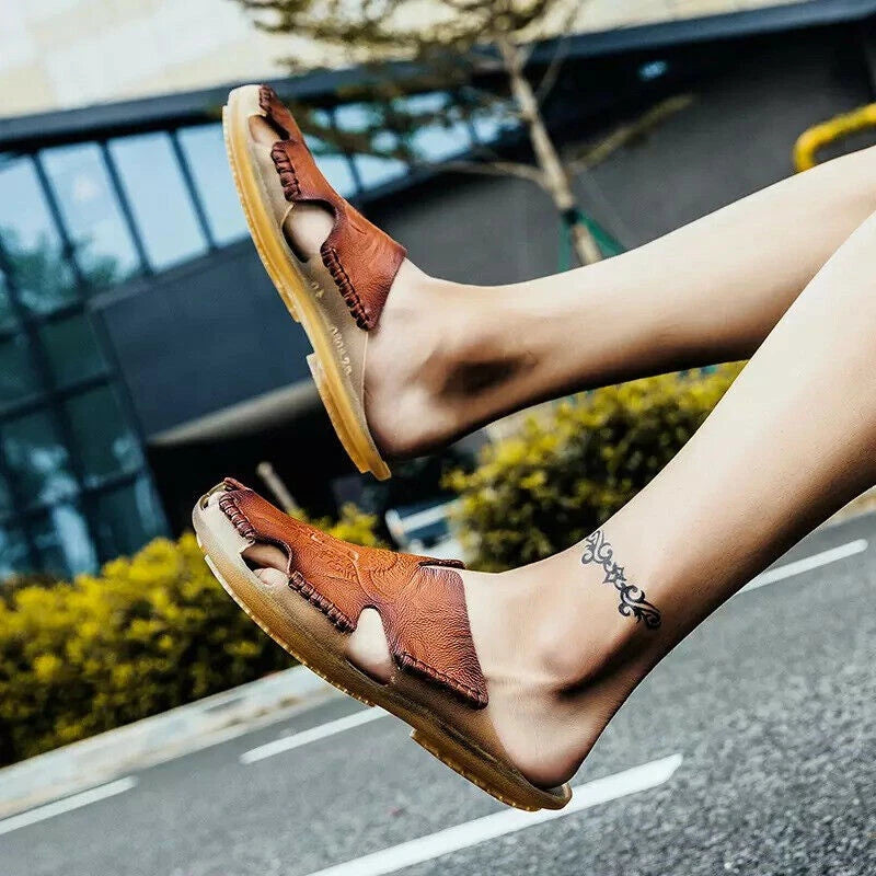 Mens Sandals Summer Closed Toe Slippers Sport Casual Beach Shoes Walking Flats