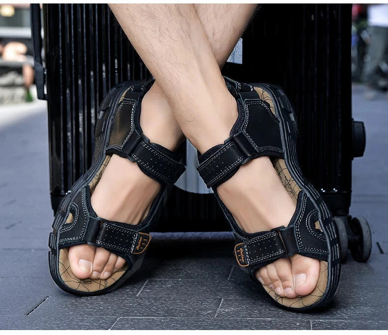 Lightweight Sandals Beach Sandalias Cowhide Summer Shoes Outdoor Casual Slippers