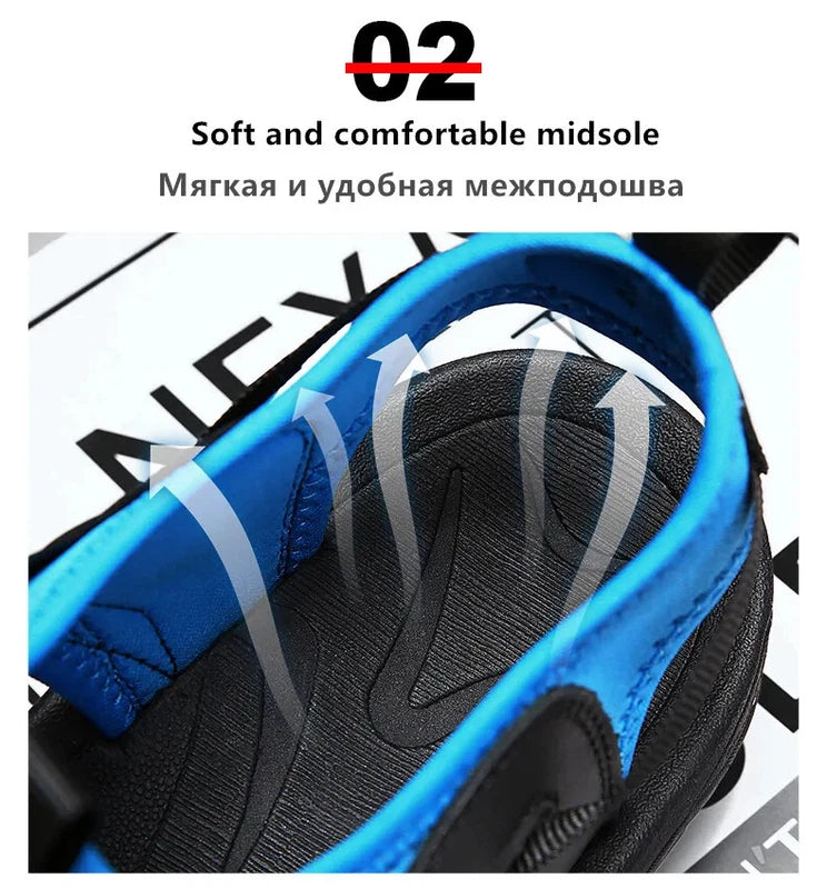 Summer Leather Men Sandals Breathable Casual Slippers Soft Sole Beach Sneakers