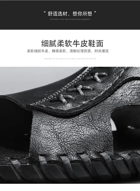 Slippers Sandal Open Toe Casual Beach Holiday Faux Leather Mens Flat Shoes 47 48