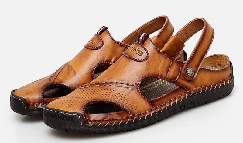 Men's Leather Sandals Casual Fisherman Beach Slippers Summer Driving Size UK 44