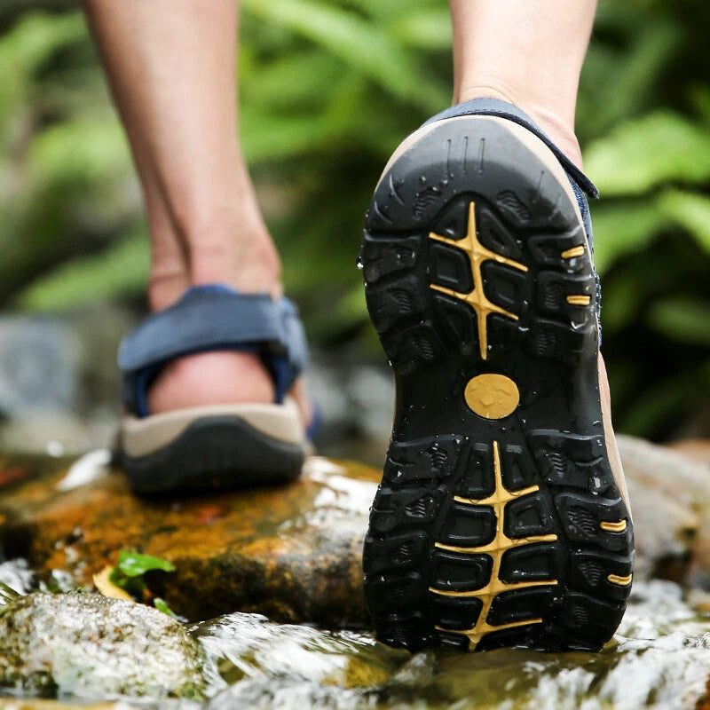 Summer Men's Sandals Fashion Genuine Leather Outdoor Casual Beach Roman Slippers
