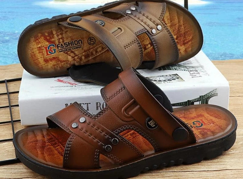 Summer Slip On Flat Men's Outdoor Beach Sandals Casual Comfort Slippers Open Toe