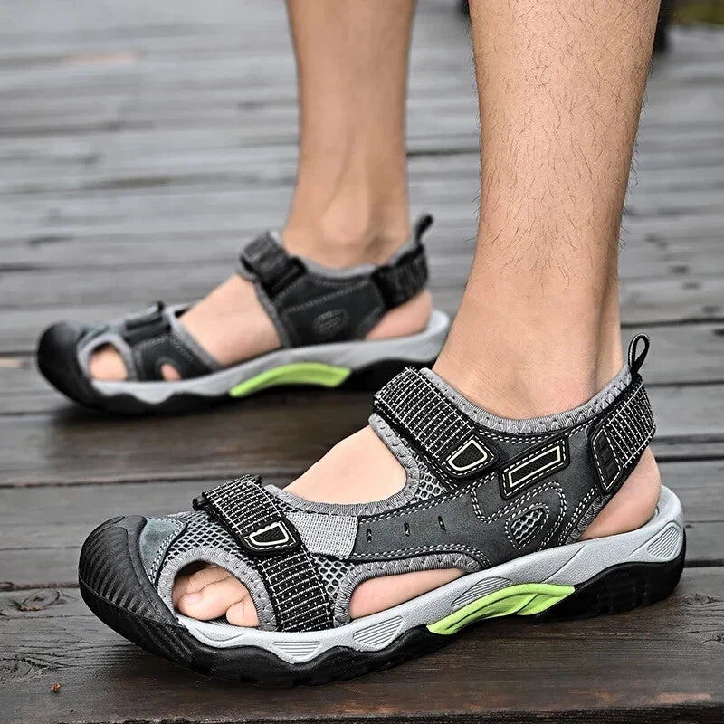 Summer Men Leather Sandals Outdoor Sneakers Casual Beach Slippers Wading Shoes