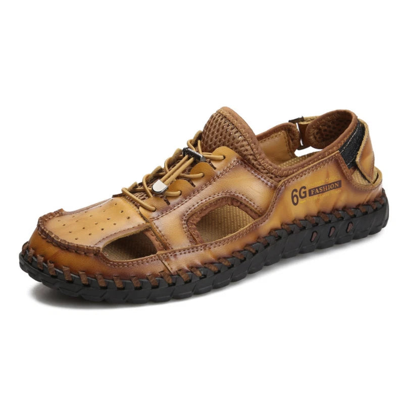Genuine Leather Men Handmade Casual Sandals Fashion Beach Roman Slippers Sneaker