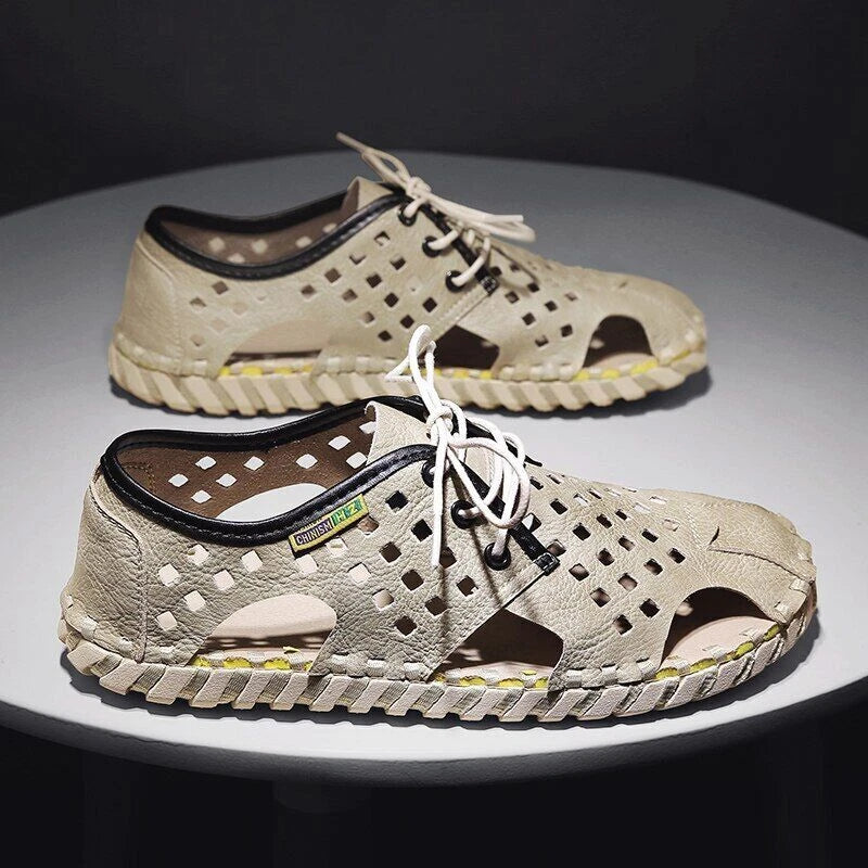 Summer Men's Sandals Casual Shoes Non-Slip Leather Outdoor Beach Slippers