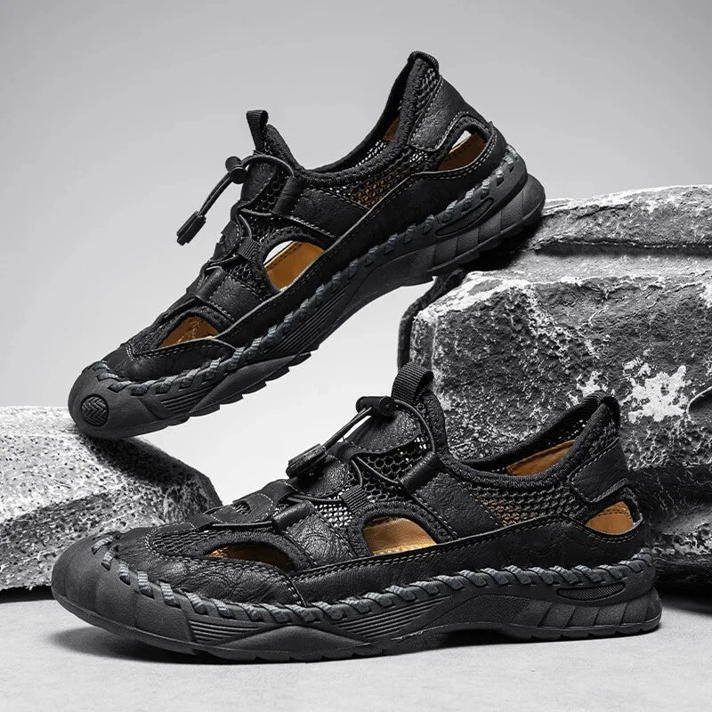 Handmade Men Sandal Mesh Breathable Anti Slip Beach Shoes Comfort Soft Slippers