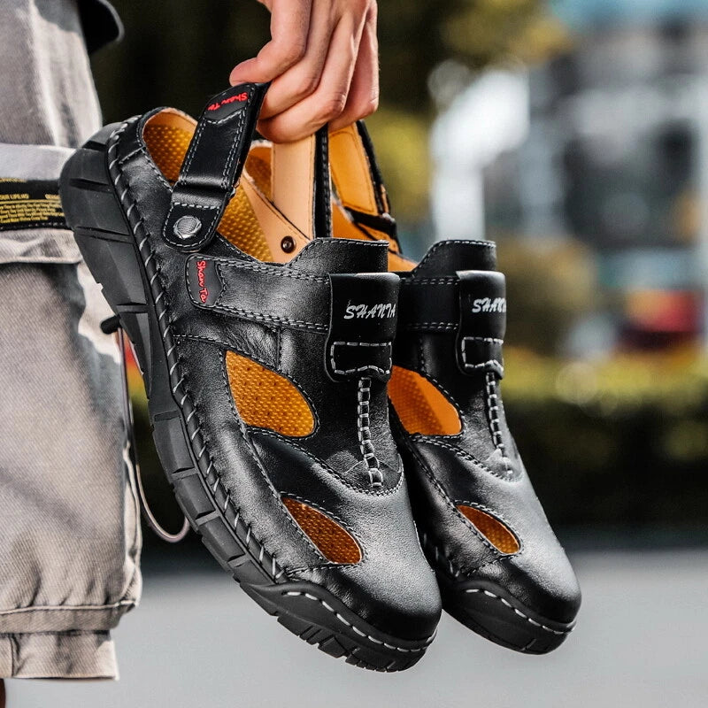 Summer Men's Casual Sandals Genuine Leather Outdoor Hiking Sandals Beach Slipper
