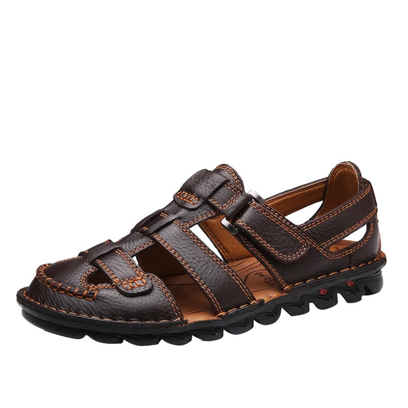 Genuine Leather Mens Casual Sandals Outdoor Beach Roman Garden Slippers Sneakers