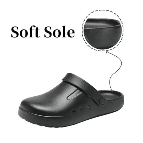 Clogs for Men and Womens Garden Shoes Slip-on 10-10.5 Women/9-9.5 Men Black