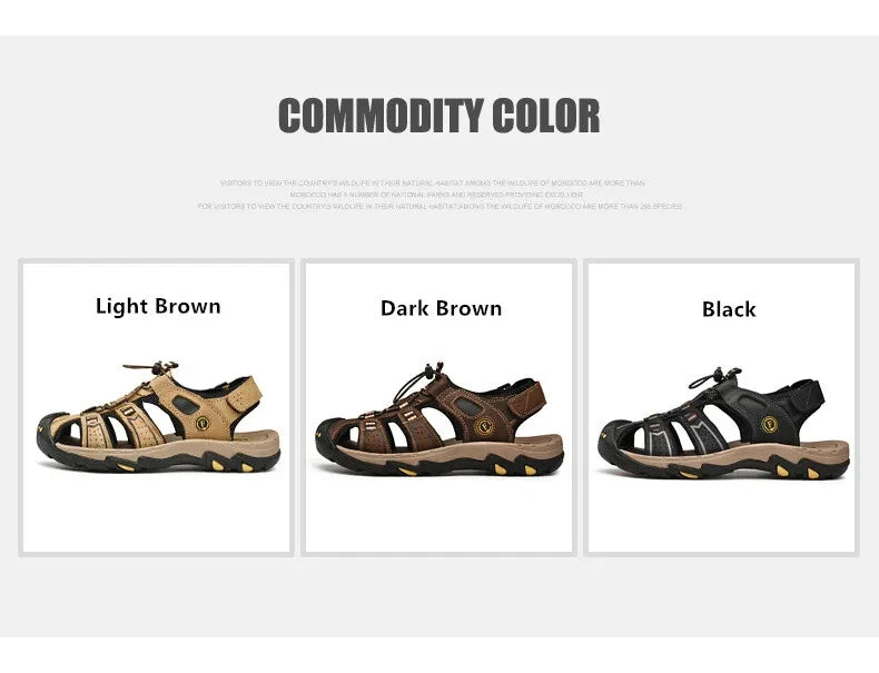 Male Leather Sandals Summer Waterproof Slip on Beach Slippers Comfort Sneakers