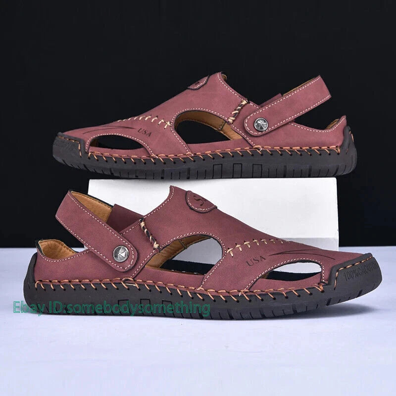 Handmade Summer Sandals Men Breathable Slippers Anti-slip Hollow Beach Shoes