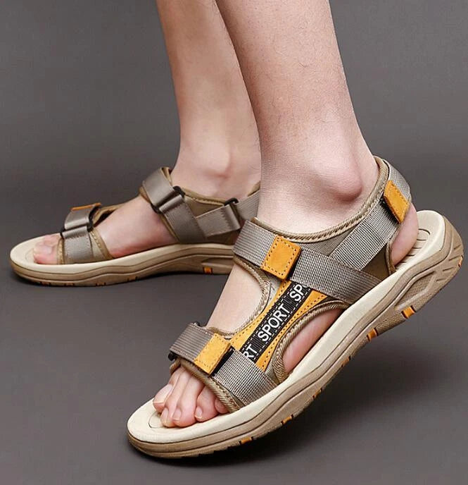 Mens Genuine Leather Sandals Casual Sports Beach Shoes Soft Summer Slippers Size