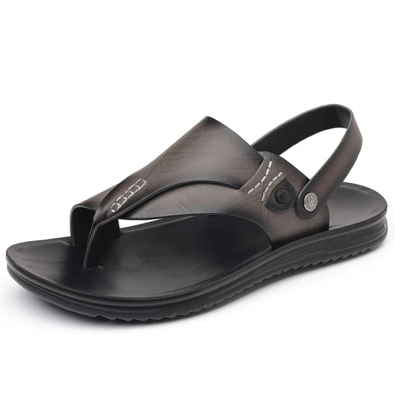 Mens Sandals Outdoor Beach Flip Flop Casual Thong Leather Athletic Slipper Soft