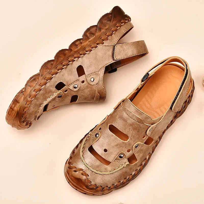 Summer Men's Sandals Leather Causal Shoes Outdoor Wear Resistance Beach Slippers