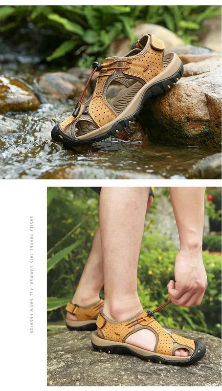 Men Breathable Sandals Summer Waterproof Beach Slippers Comfortable Sneakers