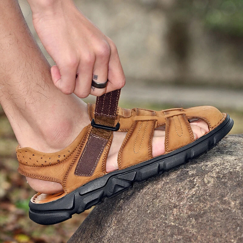 Genuine Leather Men Roman Sandal Handmade Slippers Outdoor Walking Beach Sneaker
