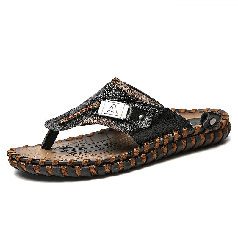 Men's Sandals Summer Outdoor Beach Leather Flip Flops Slippers Casual Shoes