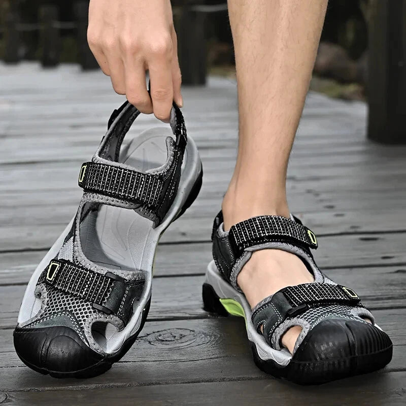 Summer Men Leather Sandals Outdoor Sneakers Casual Beach Slippers Wading Shoes
