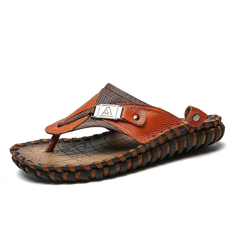 Men's Sandals Summer Outdoor Beach Leather Flip Flops Slippers Casual Shoes
