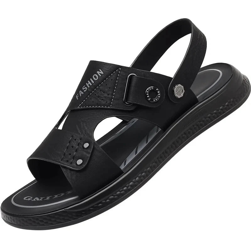 Men's Soft Sole Slippers Non-slip Summer Leather Sandals Leisure Beach Shoes