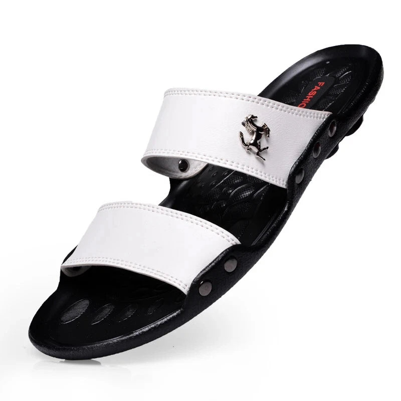 Casual Men Sandals Summer Beach Shoes Leather Slippers Lightweight Sandalias