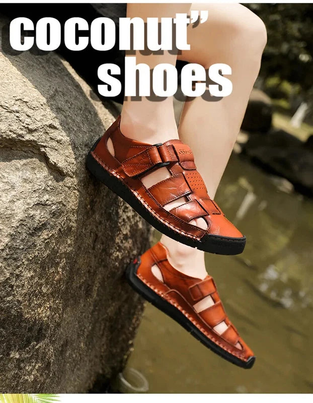 Summer Fashion Men's Outdoor Sandals Casual Beach Shoes Roman Leather Slippers