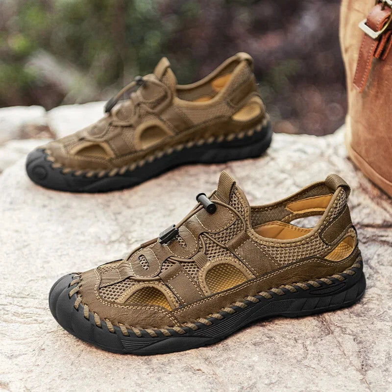 Handmade Men Sandal Mesh Breathable Anti Slip Beach Shoes Comfort Soft Slippers