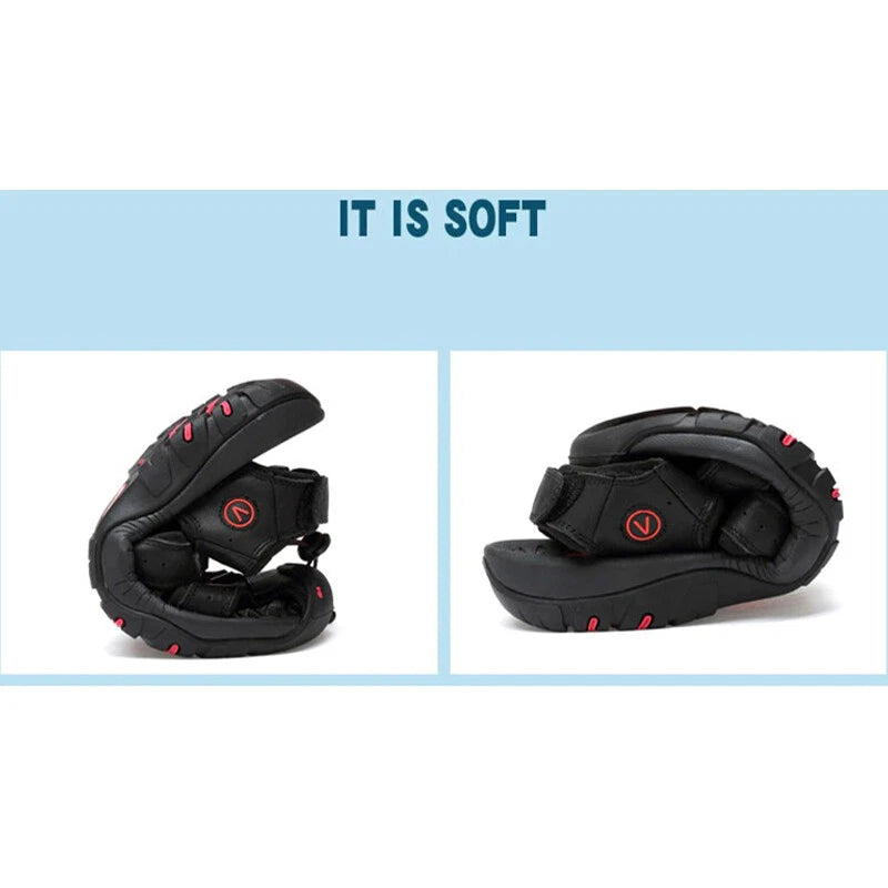 Men's Leather Sandals Closed Toe Beach Nonslip Summer Outdoor Sport Hiking Shoes