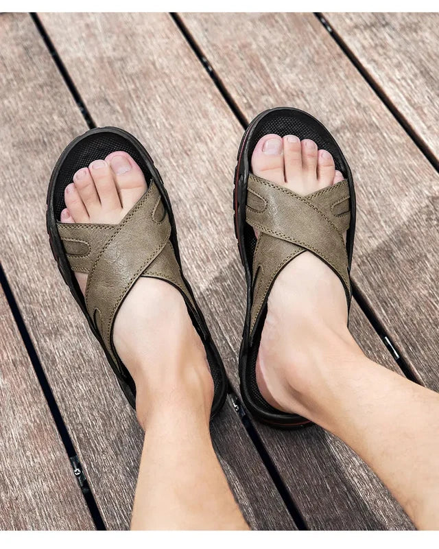 38-48 Plus Size Mens Flats Open Toe Slippers Sandals Summer Beach Holiday Shoes