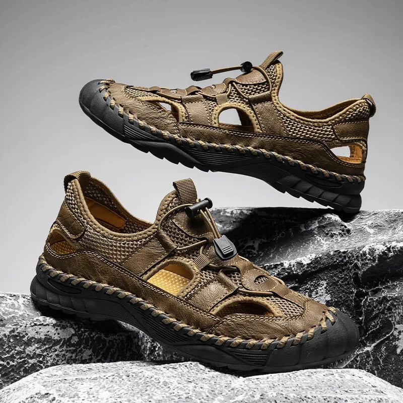 Handmade Men Sandal Mesh Breathable Anti Slip Beach Shoes Comfort Soft Slippers