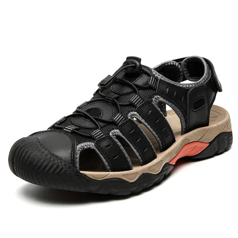 Men's Sandals Soft Leather Sandals Beach Shoes Outdoor Summer Comfort Slippers