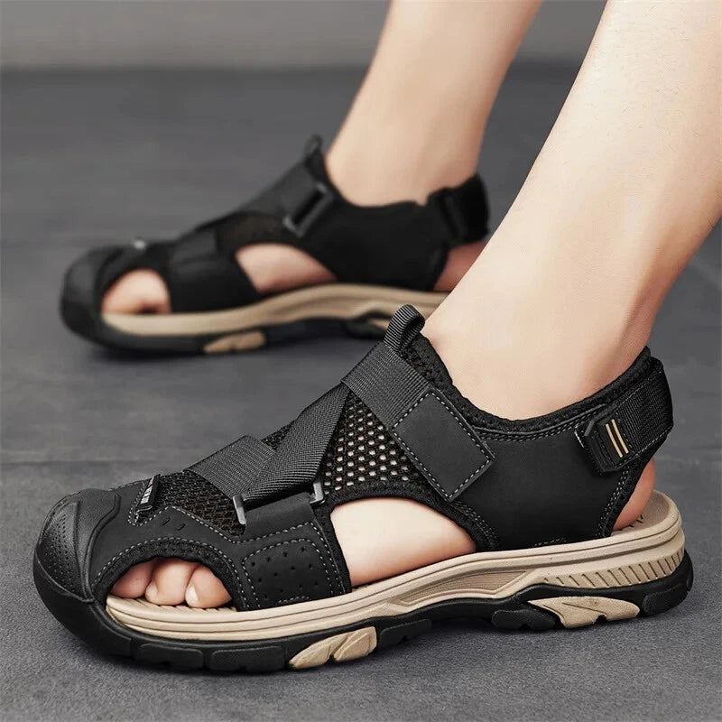 Men Light Casual Sneakers Mesh Breathable Beach Sandals Handmade Roman Slippers