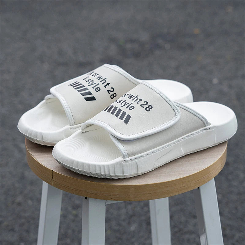 Men's Leather Slides Open Toe Summer Slippers Comfort Casual Sandals