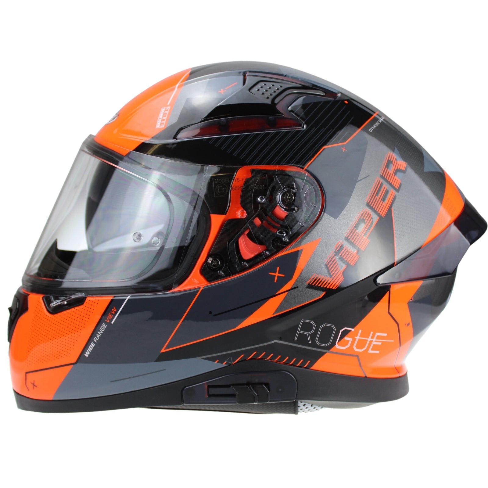 ViPER RSV95 Full Face Helmet Rogue Shiny Black Orange