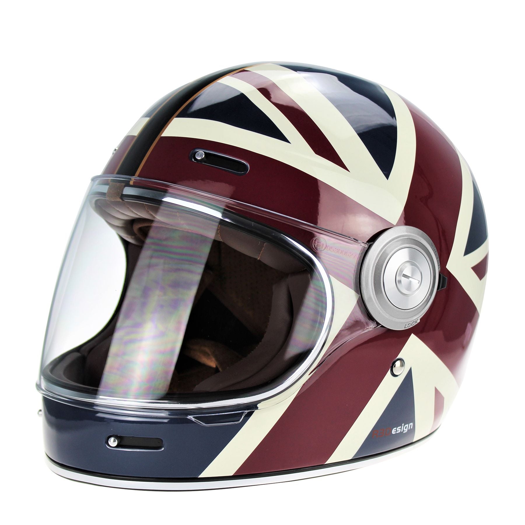 VPR.303 F659 Fiberglass Full Face Retro Helmet Union Jack